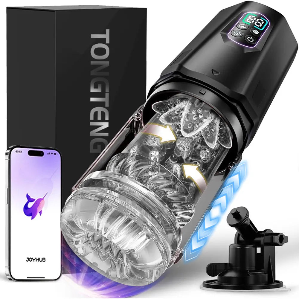 Automatic Masturbator Stroker Adult Toys with 7 Thrusting Rotating 7 Licking Vibrating Modes Hands-Free Sex Machine Pocket Pussy