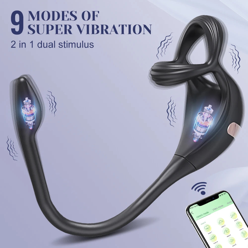 Vibrating Cock Ring Male Prostate Massager Stimulator for Men APP Control Sex Toy for Couples Anal Vibrator Penis Ring Butt Plug