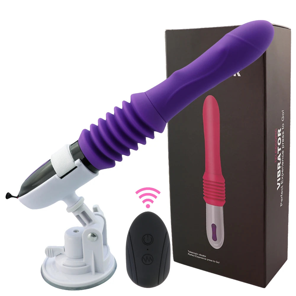 Wireless Remote Control Telescopic Cannon Machine, Women's Pull-out Vibration Massage Orgasm Masturbation Device, Adult Sex Toy