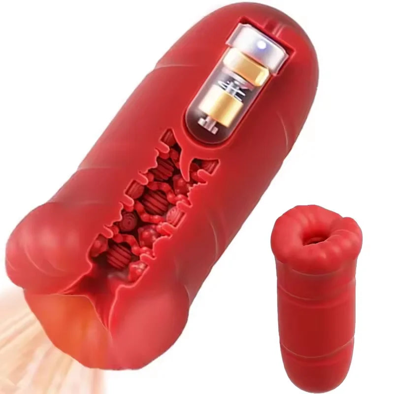 Automatic Male Masturbator Cup Vibrator Tongue Licking Blowjob Real Vagina Pocket Pussy Penis Oral Sex Toy For Adult Men Sexshop