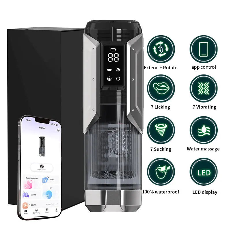 Automatic Masturbator Stroker Adult Toys with 7 Thrusting Rotating 7 Licking Vibrating Modes Hands-Free Sex Machine Pocket Pussy
