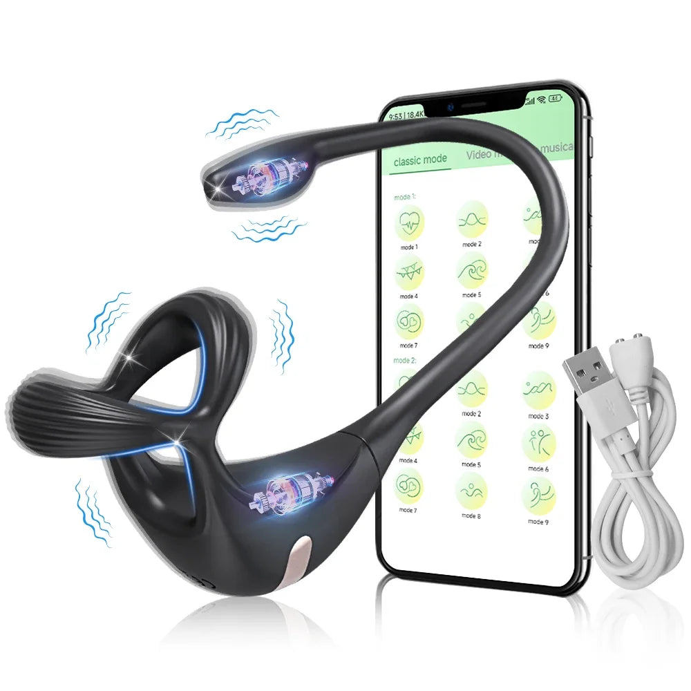 Vibrating Cock Ring Male Prostate Massager Stimulator for Men APP Control Sex Toy for Couples Anal Vibrator Penis Ring Butt Plug