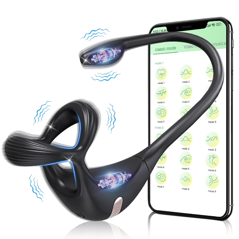 Vibrating Cock Ring Male Prostate Massager Stimulator for Men APP Control Sex Toy for Couples Anal Vibrator Penis Ring Butt Plug